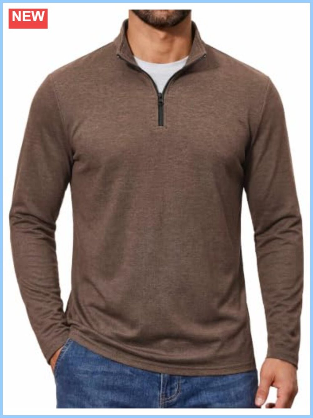 Quarter Zip Pullover Men Lightweight Mock Neck Cotton Casual Sweater